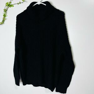 Cotton Candy LA Women's Black Ribbed Knitted Long Sleeve Sweater Size Large